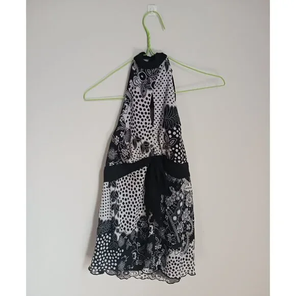 Vintage Floral Print Halterneck Sleeveless Blouse - Picture 5 of 13